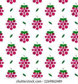 beautiful raspberry with leaves. Vector seamless background, illustration