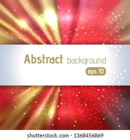 Beautiful rays of light. Shiny eps 10 background. Radial radiant effect. Vector illustration. Red, yellow colors.