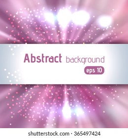 Beautiful rays of light. Shiny eps 10 background. Pink, white colors. Colorful radial radiant effect. Vector illustration