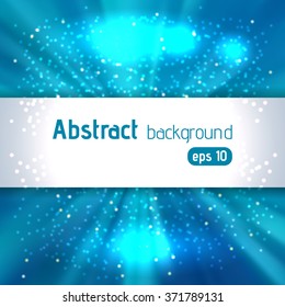 Beautiful rays of light. Shiny eps 10 background.  Blue color. Radial radiant effect. Vector illustration