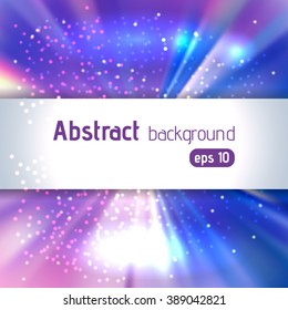 Beautiful rays of light. Shiny eps 10 background. Colorful radial radiant effect. Vector illustration. Pink, blue, white colors. 