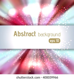 Beautiful rays of light. Shiny eps 10 background. Colorful radial radiant effect. Vector illustration. Pink, white, blue colors. 
