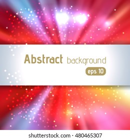 Beautiful rays of light. Shiny eps 10 background. Colorful radial radiant effect. Vector illustration. Pink, purple, yellow colors
