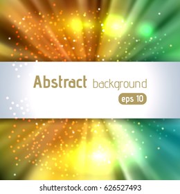 Beautiful rays of light. Shiny eps 10 background. Colorful radial radiant effect. Vector illustration. Yellow, green colors. 