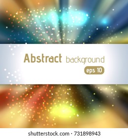 Beautiful rays of light. Shiny eps 10 background. Brown, yellow, blue colors.