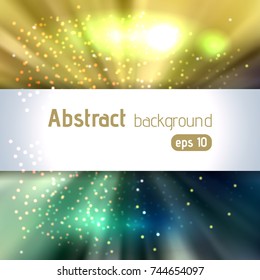 Beautiful rays of light. Shiny eps 10 background. Colorful radial radiant effect. Vector illustration. Yellow, green, blue colors.
