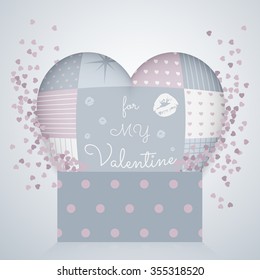A beautiful realistic 3D pillow in shape of a heart as patchwork and confetti. Comes from the 3d pattern gift box. Very sensual, tender and romantic. Fit for all products for Valentine's Day.