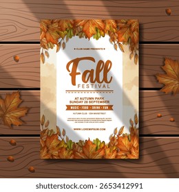 beautiful realistic autumn party invitation template