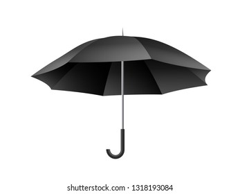 Beautiful realistic black umbrella vector on white background.
