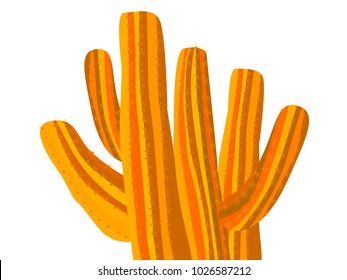 Beautiful Realistic Cactus. Prickly Tree with Needles. Orange Cactus for Web Design, Wallpapers, Illustrations, Postcards, Invitations, Textile, Fabrics, Tiles, Posters, Banners.