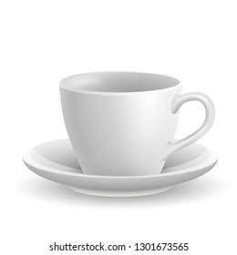 Beautiful realistic ceramic coffee cup on white background.