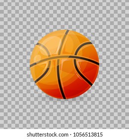 Beautiful realistic classic, basketball ball, for playing. Competitive games, physical education, hobbies, athletics, healthy lifestyle, collective game. Illustration on transparent background.
