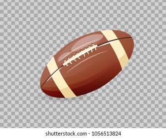 Beautiful realistic classic, rugby ball, playing football. Competitive games, physical education, hobbies, athletics, healthy lifestyle, collective occupation. Illustration on transparent background.