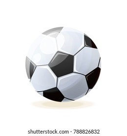 Beautiful realistic classic, soccer ball, for playing football. Competitive games, physical education, hobbies, athletics, a healthy lifestyle, a collective occupation. Vector illustration isolated.
