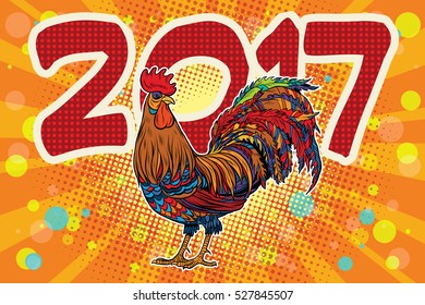 Beautiful realistic cock on a festive background 2017