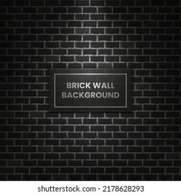 Beautiful realistic dark night gray block brick wall with ray of light pattern texture background. Black seamless vector backdrop illustration for continuous replicate.