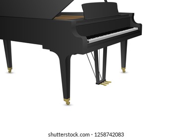Beautiful realistic detailed colorful shaded black grand piano vector.