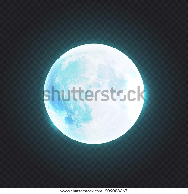 Beautiful\
realistic detailed full blue moon isolated on transparent\
background. Vector illustration. Easy to\
use.