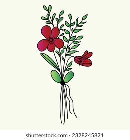 Beautiful realistic hand-drawn artistic floral vintage bouquet  composition decorative sketch