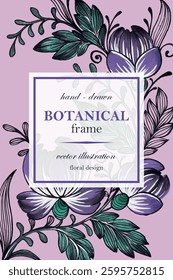 Beautiful realistic hand-drawn watercolor botanical floral frame vector illustration