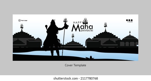 Beautiful realistic happy maha shivratri cover page design template.