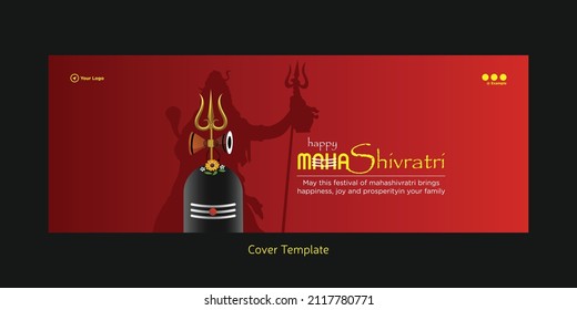 Beautiful realistic happy maha shivratri cover page design template.