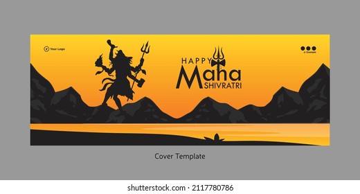 Beautiful realistic happy maha shivratri cover page design template.