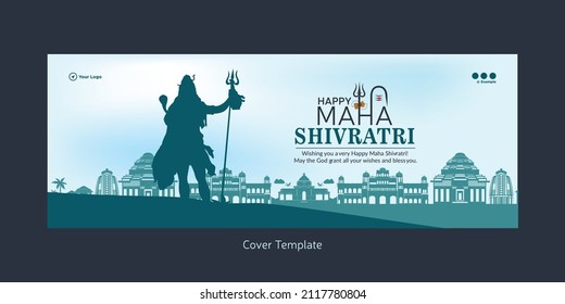 Beautiful realistic happy maha shivratri cover page design template.