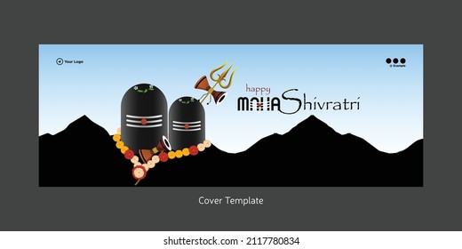 Beautiful realistic happy maha shivratri cover page design template.