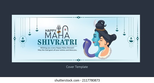 Beautiful realistic happy maha shivratri cover page design template.