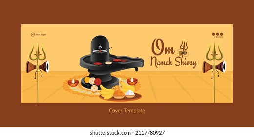 Beautiful realistic happy maha shivratri cover page design template.