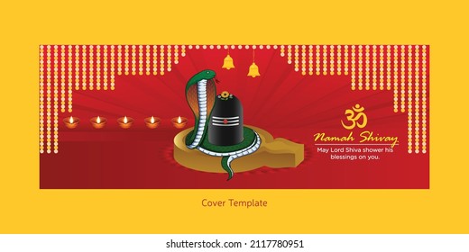 Beautiful realistic happy maha shivratri cover page design template.