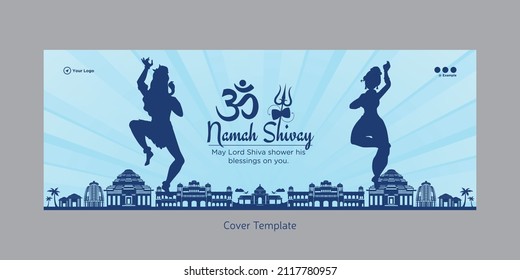 Beautiful realistic happy maha shivratri cover page design template.