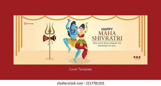 Beautiful realistic happy maha shivratri cover page design template.