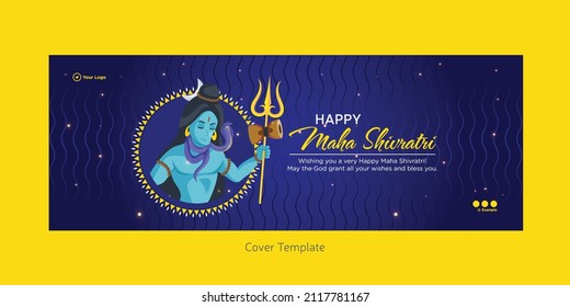 Beautiful realistic happy maha shivratri cover page design template.