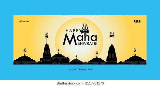 Beautiful realistic happy maha shivratri cover page design template.