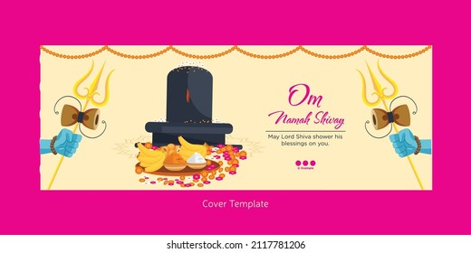 Beautiful realistic happy maha shivratri cover page design template.