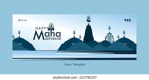 Beautiful realistic happy maha shivratri cover page design template.