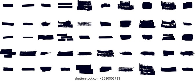 Beautiful and realistic Highlight brush lines. Yellow marker color stroke, brush pen hand drawn underline. Hand drawn collection highlight isolated on black background. 
