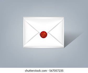 beautiful realistic illustration vector white envelope, white envelope isolated with gold chinese dragon sign red seal on a background, realistic mockup