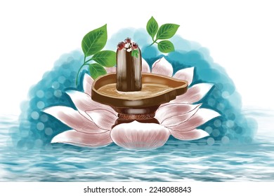 	
Beautiful realistic lord shiva shivling for maha shivratri festival card background