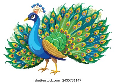 Hermosa ilustración vectorial realista pavo real