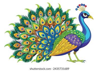 Beautiful realistic peacock vector illustration artwork