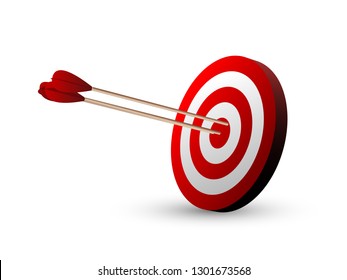 Beautiful realistic red and white archery targets on white background.