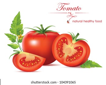 Beautiful Realistic Tomato. Vector Illustration