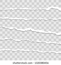Beautiful realistic torn paper stripes vector set tamplate on transparent background.