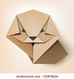 Beautiful, realistic, traditional origami textured paper dog