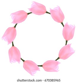 Beautiful realistic tulip frame