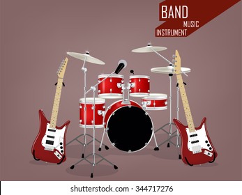 beautiful realistic vector of band music instrument