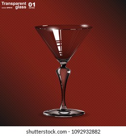Beautiful realistic vector illustration of transparent wineglass. Glass goblet of classical shape. Isolated object.